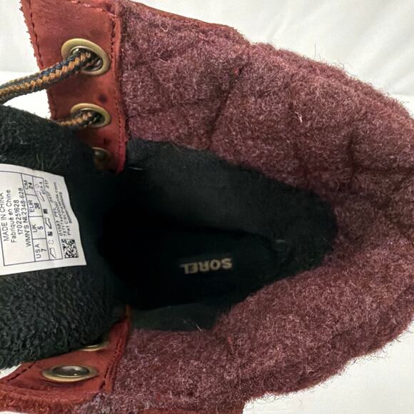 Sorel Boots Womens Size 7 Slimpack Lace II Red Leather Winter Snow Duck - Picture 3 of 10